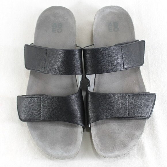 Abeo Gabie Sandals Womens Size 10 N Black Leather Adjustable Strap Wedge - Picture 4 of 11
